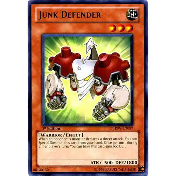 YuGiOh Trading Card Game Photon Shockwave Rare Junk Defender PHSW-EN097