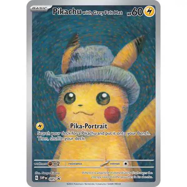 Pokemon Trading Card Game Van Gogh Museum Pikachu with Grey Felt Hat Promo Single Card SVP 085