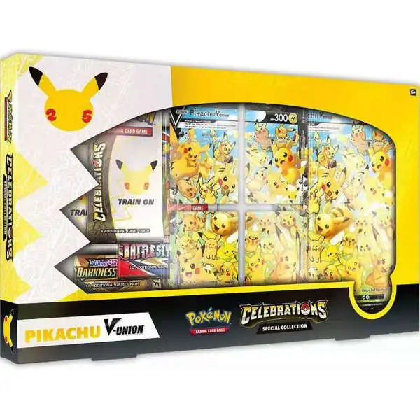 Pokemon Celebrations Pikachu V-Union Exclusive Collection Box [PREMIUM Playmat, 4 Celebrations Booster Packs + 2 Additional Booster Packs, 4 Foil Promo Cards, Oversize Card & More]