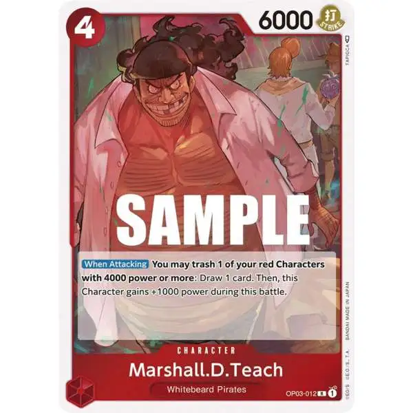 One Piece Trading Card Game Pillars of Strength Rare Marshall.D.Teach OP03-012