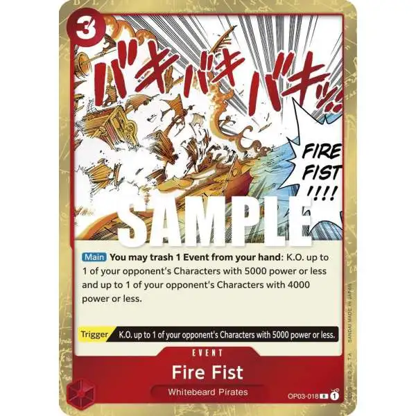 One Piece Trading Card Game Pillars of Strength Rare Fire Fist OP03-018