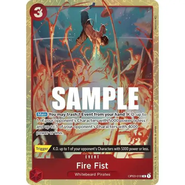 One Piece Trading Card Game Pillars of Strength Rare Fire Fist OP03-018 [Alternate Art]