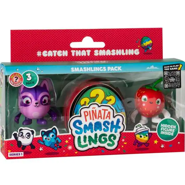 Pinata Smashlings Mini Figure Series 1 Mystery 3-Pack [DLC Code Included!, 3 RANDOM Figures]