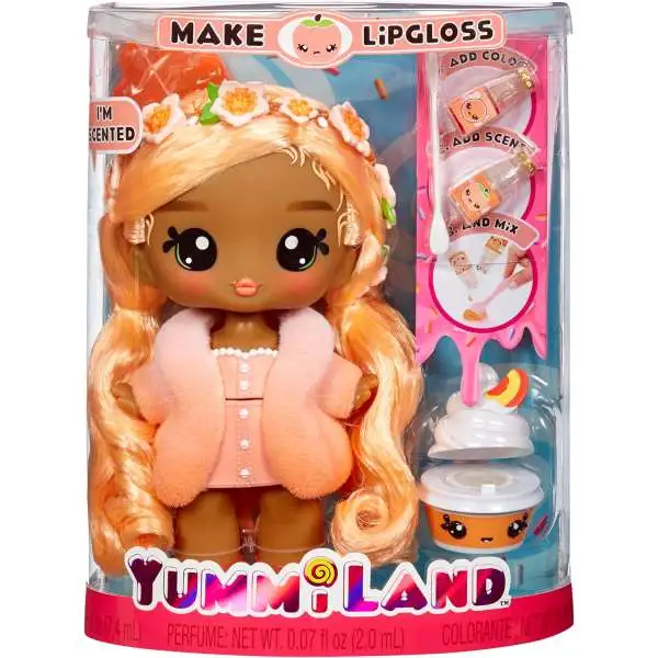 Yummiland Make Lipgloss Piper Peach with Num Nom Swirlyboo LARGE Doll with Pet [Scented!]