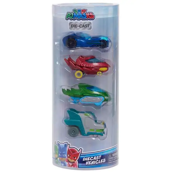 Disney Junior PJ Masks Cat-Car, Gekko-Mobile, Owl Glider, Romeo's Lab Exclusive Diecast Vehicle 4-Pack