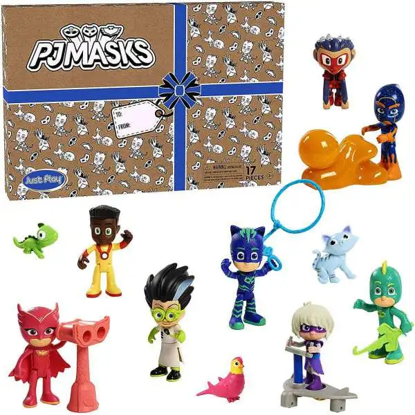 Disney Junior PJ Masks Exclusive 3-Inch 17-Piece Deluxe Figure Set [Includes Catboy, Owlette, Gekko, Romeo, Luna Girl, Night Ninja, Munkigu & Newton Star!]