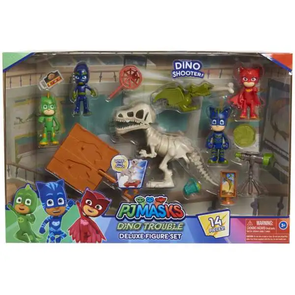 Disney Junior PJ Masks Dino Trouble Deluxe Figure Set [14 Pieces!]