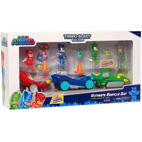 Mega Bloks Disney Junior PJ Masks Turbo Blast Racers Catboy, Owlette & Gekko Exclusive Ultimate Vehicle Set
