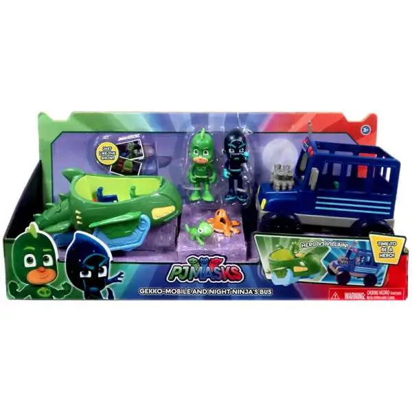 Disney Junior PJ Masks Gekko-Mobile & Night Ninja's Sub Exclusive Vehicle & Figure 2-Pack