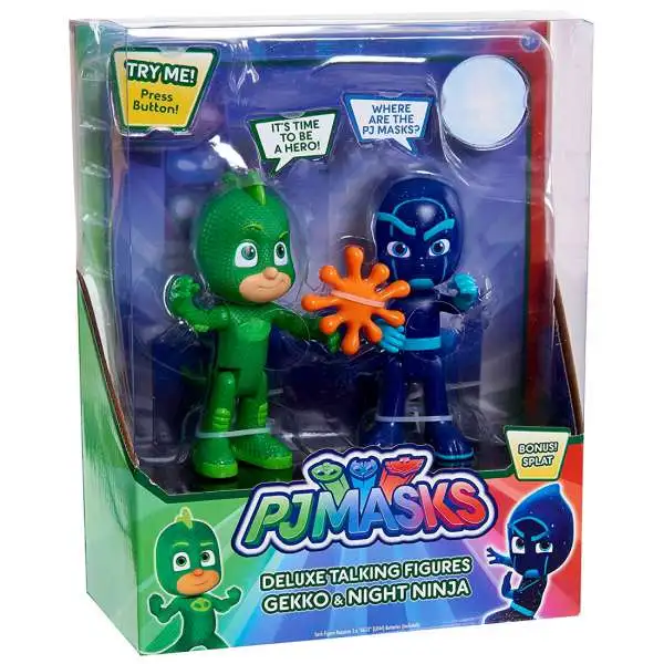 Disney Junior PJ Masks Gekko & Night Ninja Talking Action Figure 2-Pack [Bonus Splat]