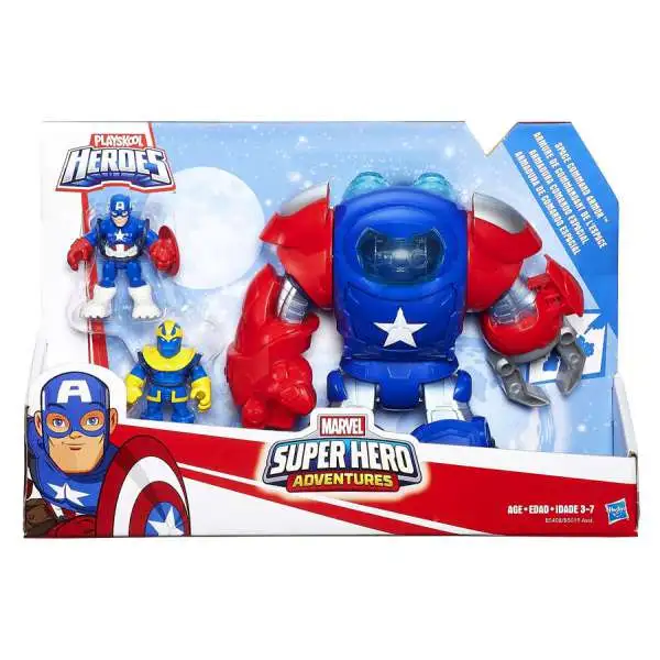 Marvel Playskool Heroes Super Hero Adventures Space Command Armor Action Figure Set [Captain America & Thanos]