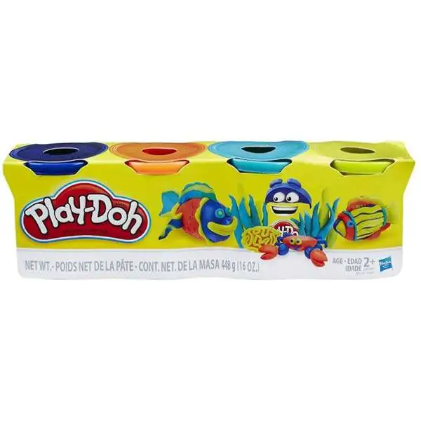 Play-Doh Wild Colors Dark Blue, Lime Green, Teal Green & Dark Orange 16 Ounce 4-Pack
