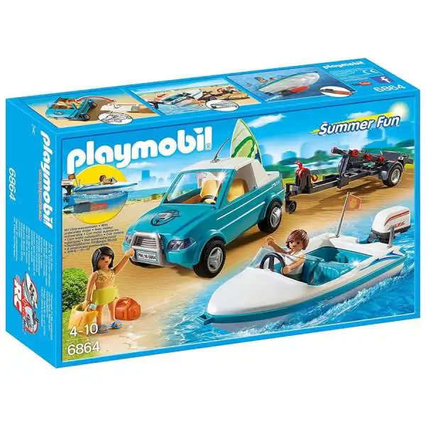 Playmobil Summer Fun Surfer Pickup with Speedboat Set #6864