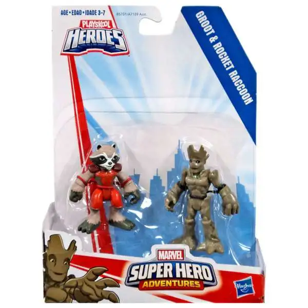 Marvel Playskool Heroes Super Hero Adventures Groot & Rocket Raccoon Action Figure 2-Pack
