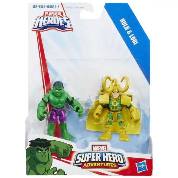 Marvel Playskool Heroes Super Hero Adventures Hulk & Loki Action Figure 2-Pack