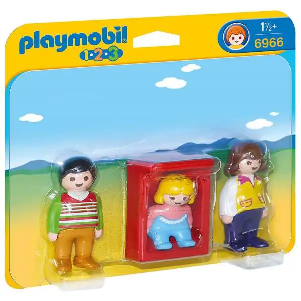 Playmobil 1.2.3 Parents with Baby Cradle Set #6966