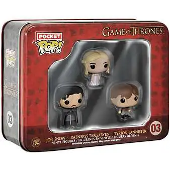 Funko Game of Thrones Pocket POP! Jon Snow, Daenerys Targaryen & Tyrion Lannister Vinyl Mini Figure Tin 3-Pack #03