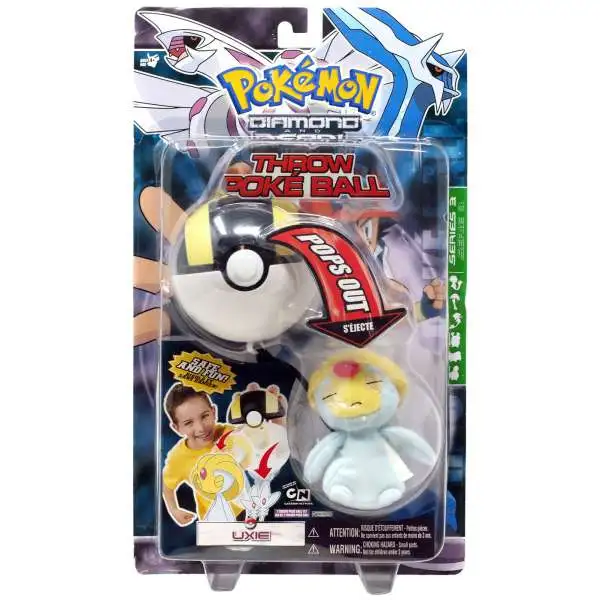 Pokemon Diamond & Pearl DP Series 3 Uxie Throw Poke Ball Plush