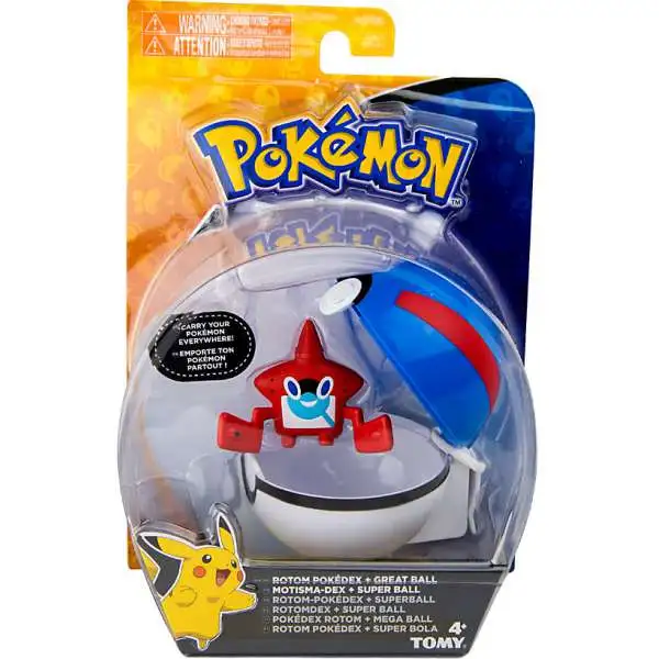Pokemon Clip n Carry Pokeball Rotom Pokedex & Great Ball Figure Set