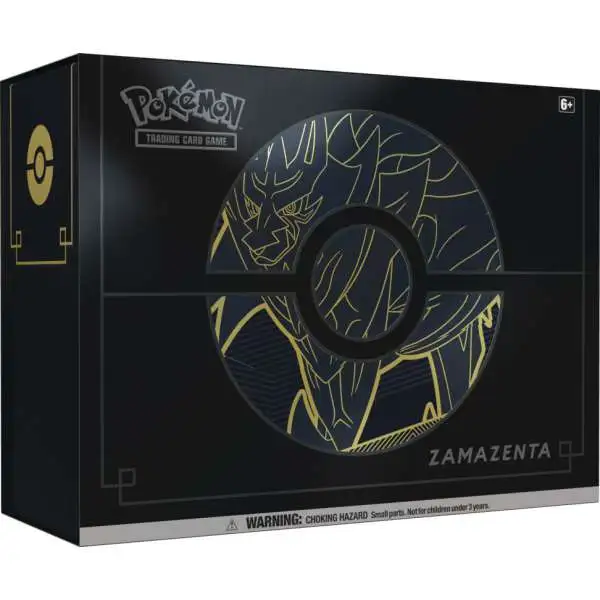 Pokemon Sword & Shield Zamazenta Elite Trainer Box PLUS [12 Booster Packs, 65 Card Sleeves, 6 Metal Damage Counter Dice & More]
