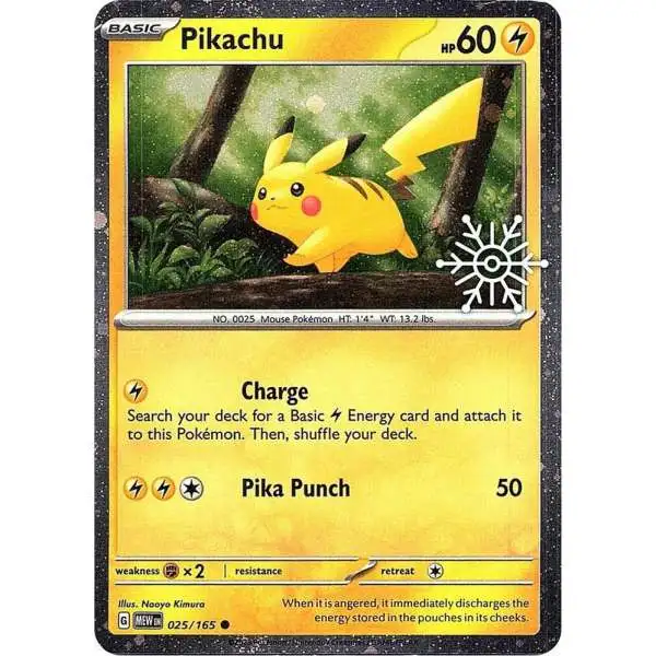 pokemon card with pikachu 25 1999 Topps TV2 #25  Piece Of The Game Pikachu 25th Anniversary Card Stamped