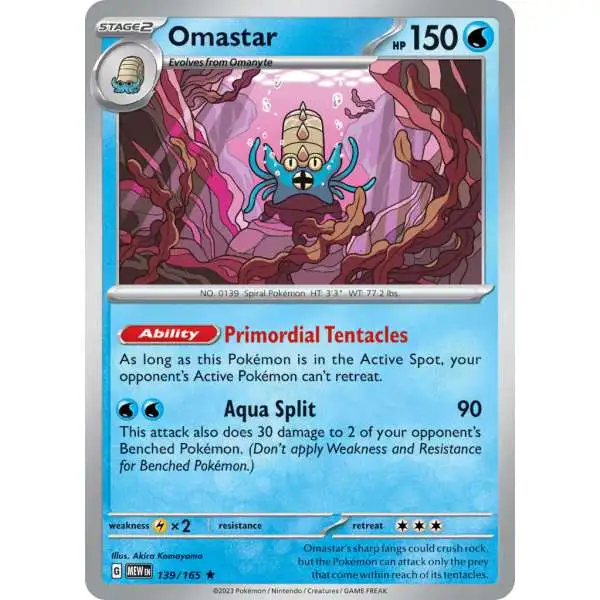 Pokemon Scarlet & Violet 151 Rare Omastar #139