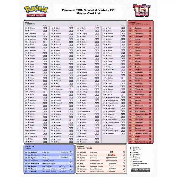 how many cards are in pokemon 151 master set Scarlet Violet Single Card pokemon 151 promo card list