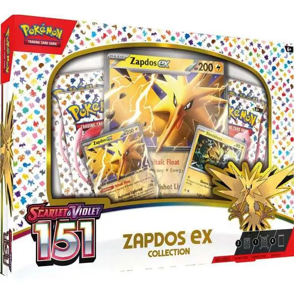 Scarlet & Violet Pokemon 151 Zapdos ex Collection Box [ENGLISH, 4 Booster Packs, 3 Foil Promos & More!]