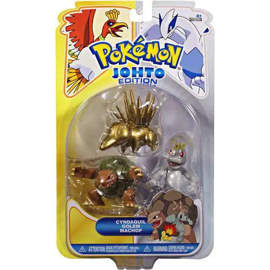 Pokemon Johto Edition Series 16 Gold Cyndaquil, Golem & Machop Figure 3-Pack