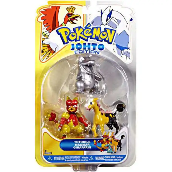 Pokemon Johto Edition Series 17 Silver Totodile, Magmar & Girafarig Figure 3-Pack