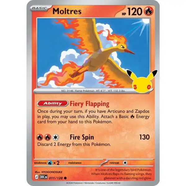 Pokemon Trading Card Game 30th Celebration Common Moltres #11