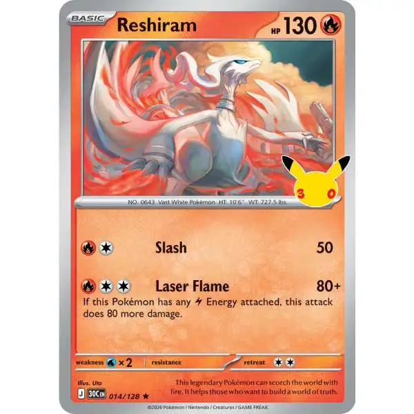 Pokemon Trading Card Game 30th Celebration Common Reshiram #14