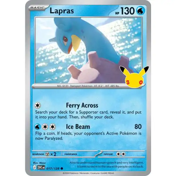 Pokemon Trading Card Game 30th Celebration Common Lapras #17