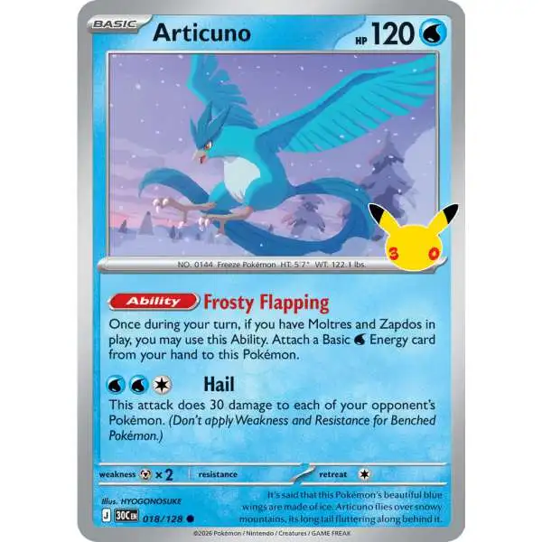 Pokemon Trading Card Game 30th Celebration Common Articuno #18