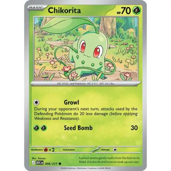 Pokemon Trading Card Game Ascended Heroes Common Chikorita #008