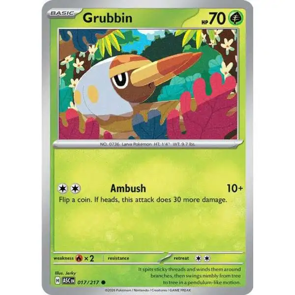 Pokemon Trading Card Game Ascended Heroes Common Grubbin #017