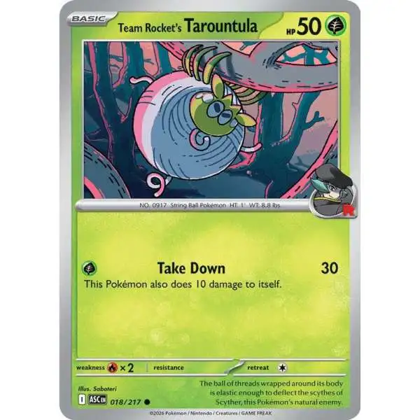 Pokemon Trading Card Game Ascended Heroes Common Team Rocket's Tarountula #018