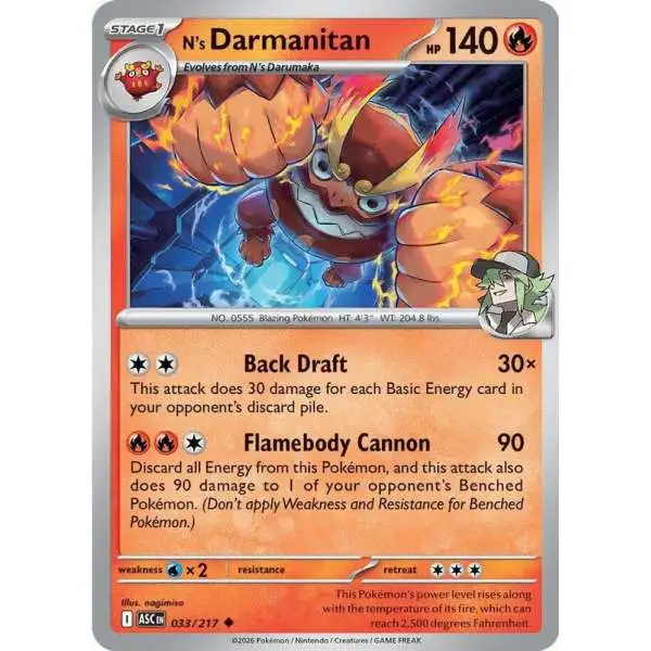 Pokemon Trading Card Game Ascended Heroes Uncommon N's Darmanitan #033
