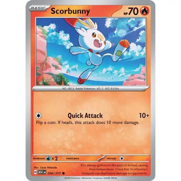 Pokemon Trading Card Game Ascended Heroes Common Scorbunny #036