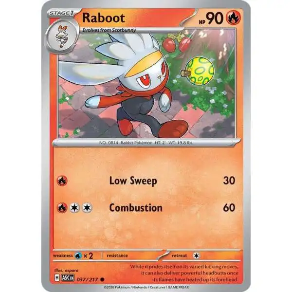 Pokemon Trading Card Game Ascended Heroes Common Raboot #037