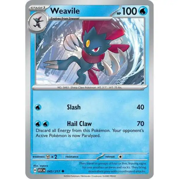 Pokemon Trading Card Game Ascended Heroes Uncommon Weavile #045