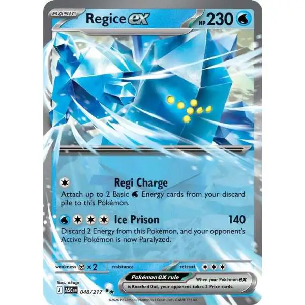 pokemon energy cards price Trading Card Game Ascended Heroes Double Rare Regice ex #048 Violet Base Set Singles Lightning Energy Price - Emerald
