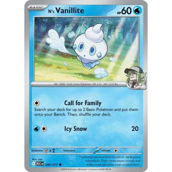 Pokemon Trading Card Game Ascended Heroes Common N's Vanillite #049
