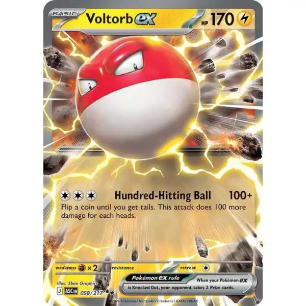 Pokemon Trading Card Game Ascended Heroes Double Rare Voltorb ex #058