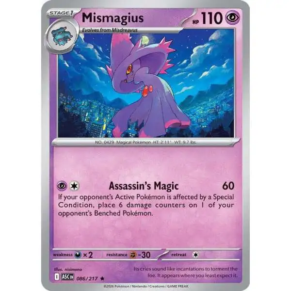 Pokemon Trading Card Game Ascended Heroes Rare Mismagius #086