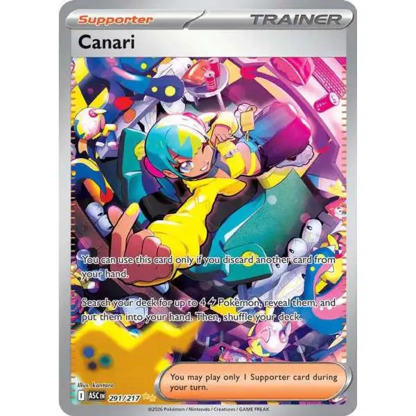 search up pokemon cards Trading Card Game Ascended Heroes Single Card Special Illustration Rare Canari 291 Mint / near mint condition trading card Pokémon TCG: Scarlet & Violet