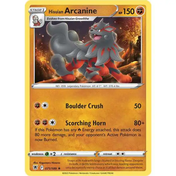 Pokemon Trading Card Game Sword & Shield Astral Radiance Rare Hisuian Arcanine #71