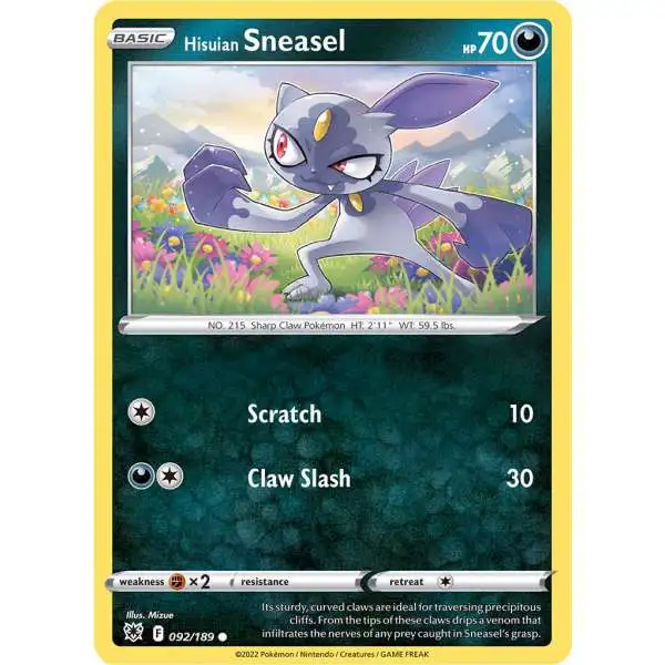 Pokemon Trading Card Game Sword & Shield Astral Radiance Common Hisuian Sneasel #92