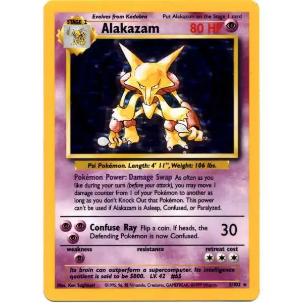 Pokemon Base Set Holo Rare Alakazam #1 [Near Mint / Lightly Played]