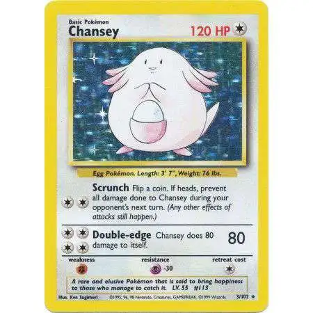 Pokemon Base Set Holo Rare Chansey #3 [Damage]